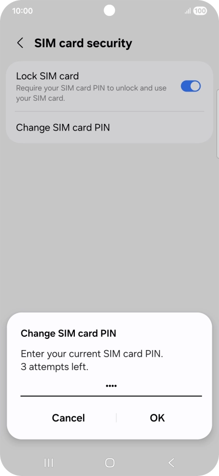 Key in your current PIN and press OK. Key in your current PIN and press OK.