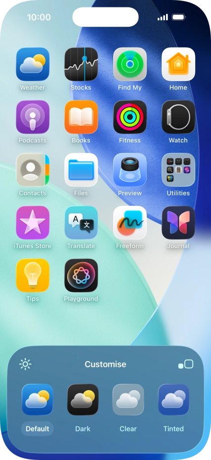 Press the required setting to select the size of app icons on the home screen. Press the required setting to select the size of app icons on the home screen.