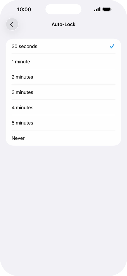 Press the required setting. Press the required setting.