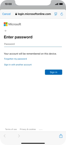 Press Password and key in the password for your email account.