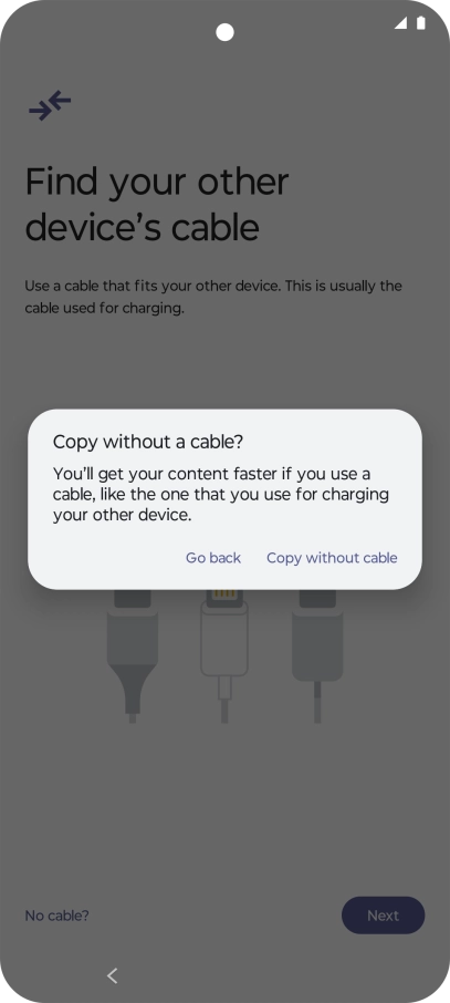 Press Copy without cable. Press Copy without cable.