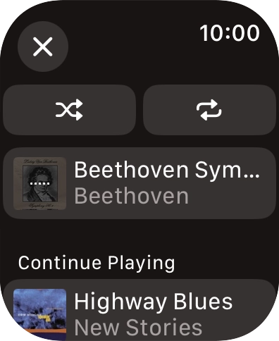 Press the shuffle icon to turn the function on or off. Press the shuffle icon to turn the function on or off.