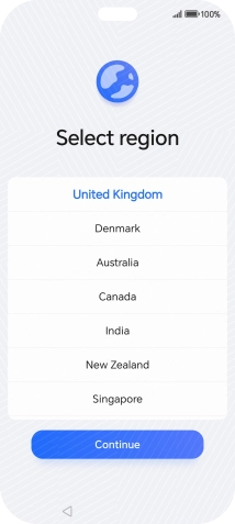 Press the required country or area. Press the required country or area.