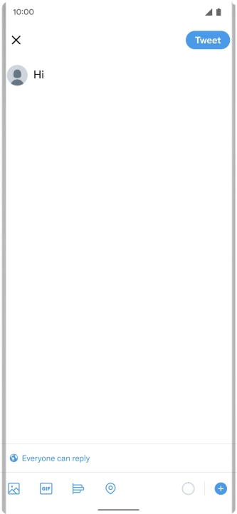 Write the required text and press Tweet. Write the required text and press Tweet.