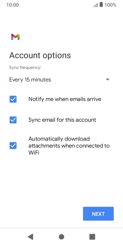 If this screen is displayed, you email account has been recognised and set up automatically. Follow the instructions on the screen to key in more information and finish setting up your phone.