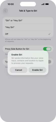 Press Enable Siri. Press Enable Siri.