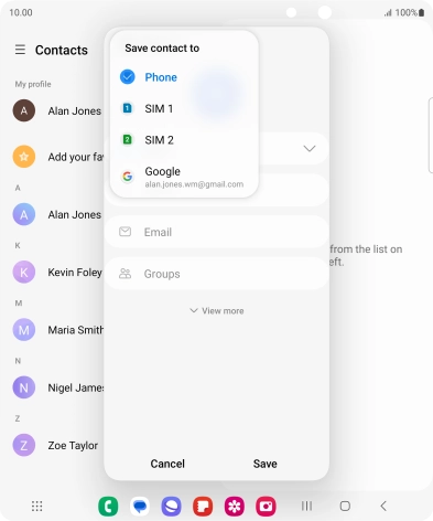 Press the required Google account. Press the required Google account.