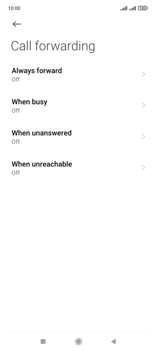 Press the required divert type. Press the required divert type.