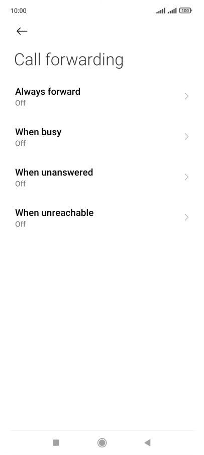Press the required divert type. Press the required divert type.