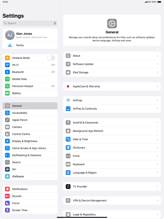 Press Mobile Data.