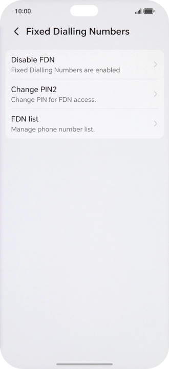 Press Disable FDN. Press Disable FDN.