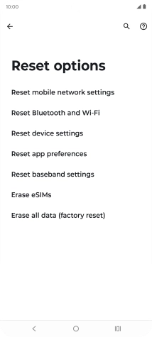 Press Erase all data (factory reset).