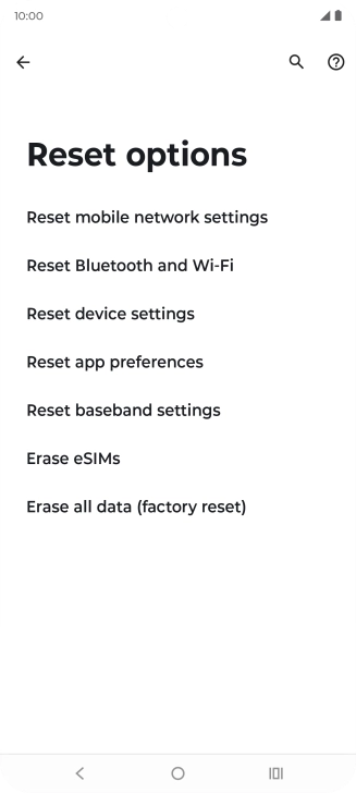 Press Erase all data (factory reset).
