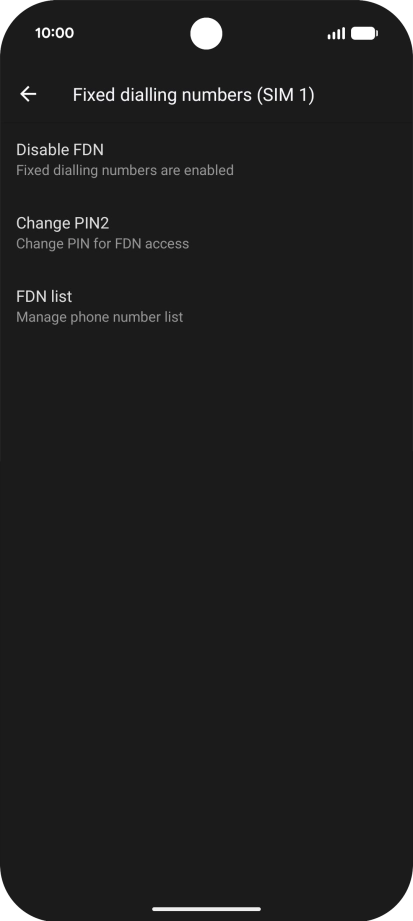 Press Disable FDN.