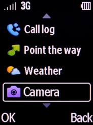 Select Camera and press the Left selection key. Select Camera and press the Left selection key.