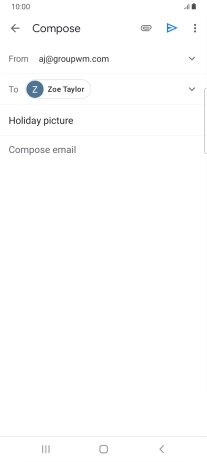 Press the text input field and write the text for your email message. Press the text input field and write the text for your email message.
