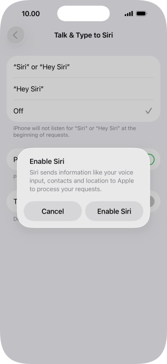 Press Enable Siri.