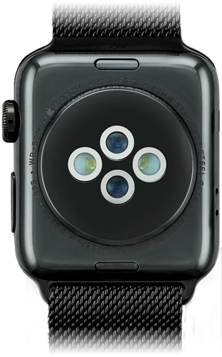 Place the back of your Apple Watch on the magnetic charger allowing it to click into place.