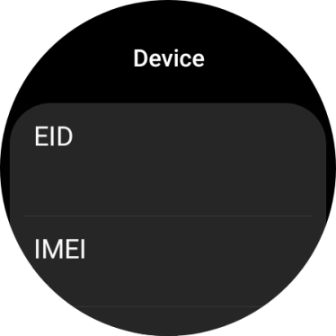 Your smartwatch's EID number is displayed below EID.