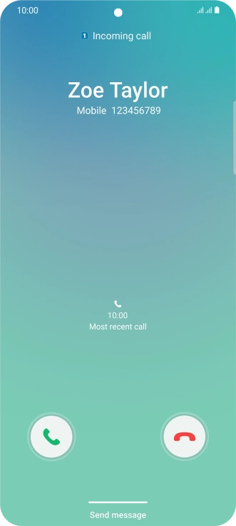 Press and drag the accept call icon right. Press and drag the accept call icon right.