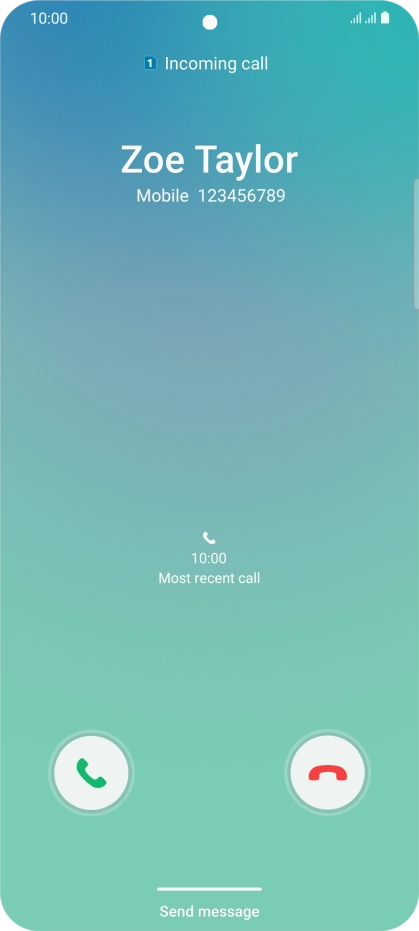 Press and drag the accept call icon right. Press and drag the accept call icon right.