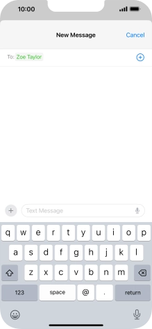 Press the text input field and write the text for your text message.