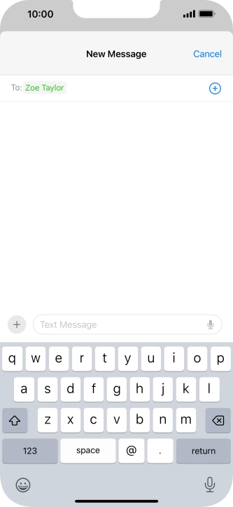 Press the text input field and write the text for your text message.