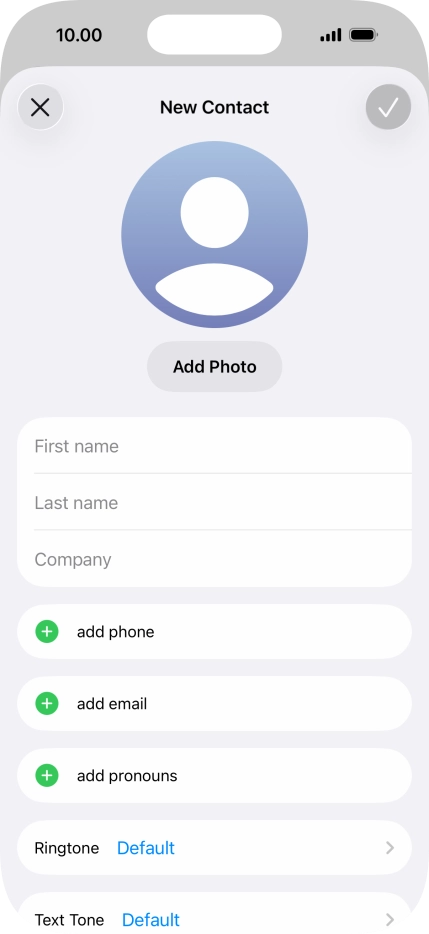 Press First name and key in the first name. Press First name and key in the first name.