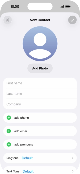 Press First name and key in the first name. Press First name and key in the first name.