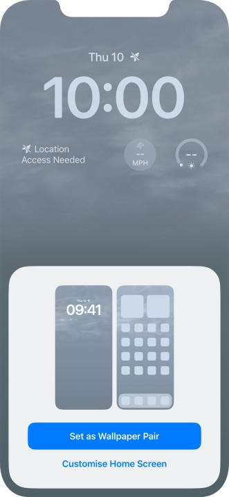 To use the same colour theme on the home screen, press Set as Wallpaper Pair. To use the same colour theme on the home screen, press Set as Wallpaper Pair.