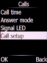 Select Call setup and press the Left selection key.