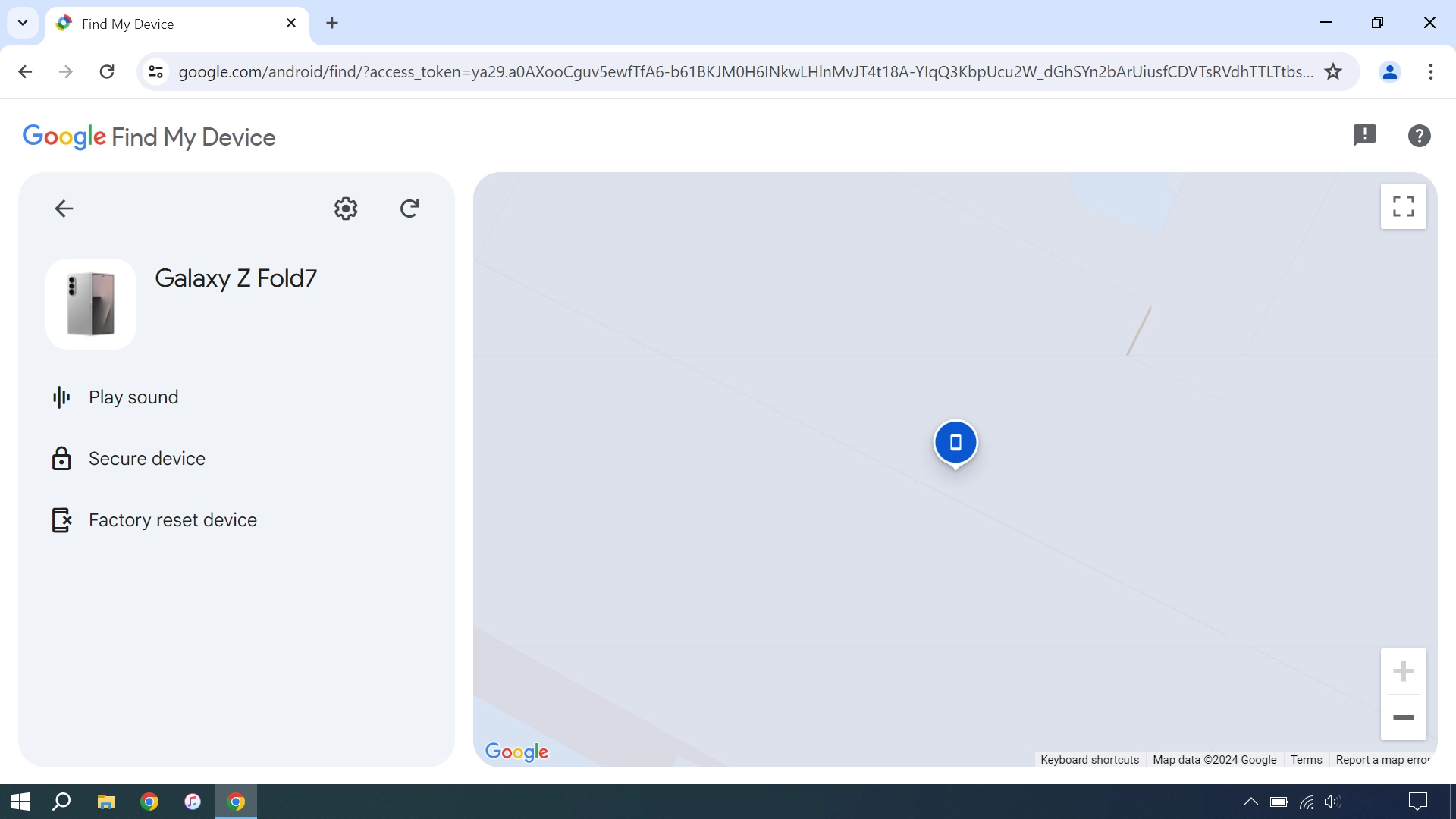 Your phone's latest position is displayed on the map.