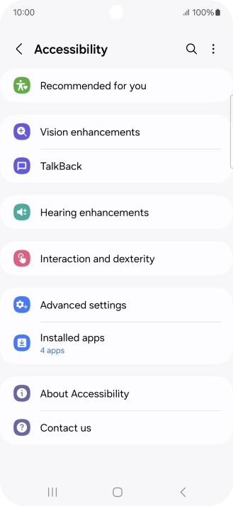 Press Vision enhancements and follow the instructions on the screen to select the required settings.