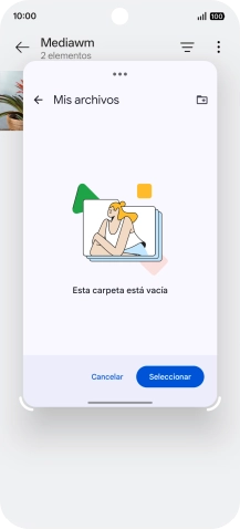Si deseas crear una nueva carpeta, pulsa el icono de nueva carpeta y sigue las indicaciones de la pantalla para crearla.