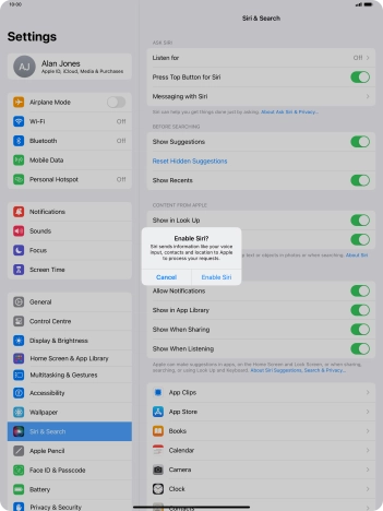 Press Enable Siri.