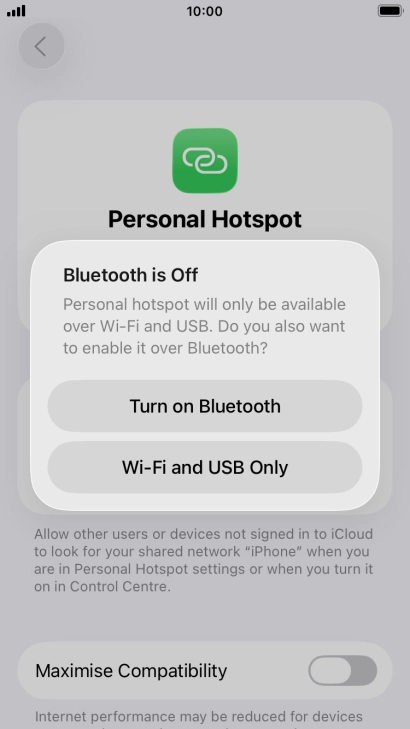 If Wi-Fi is turned on, press Wi-Fi and USB Only.