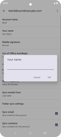 Key in the required sender name and press OK.