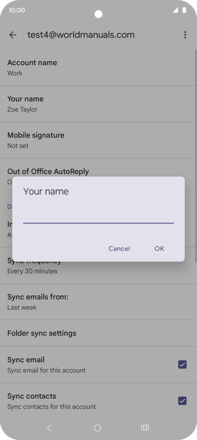 Key in the required sender name and press OK.