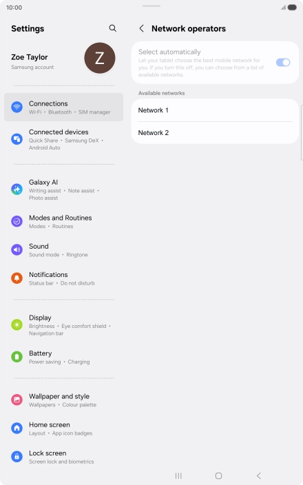 Press the required network. Press the required network.