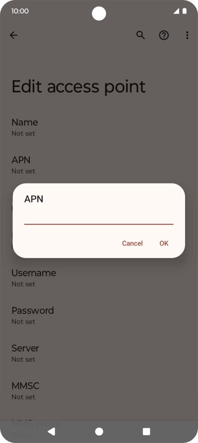 Key in wap.vodafone.co.uk and press OK.
