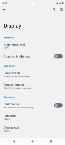 Press Brightness level.