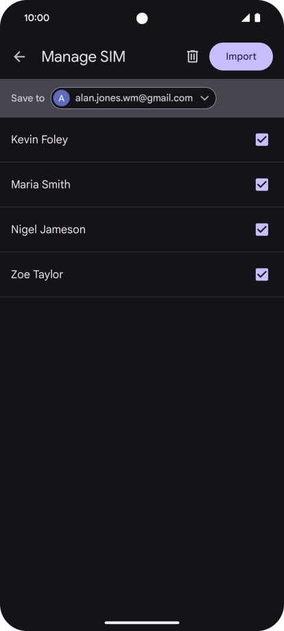 Press the fields next to the required contacts to select them. Press the fields next to the required contacts to select them.