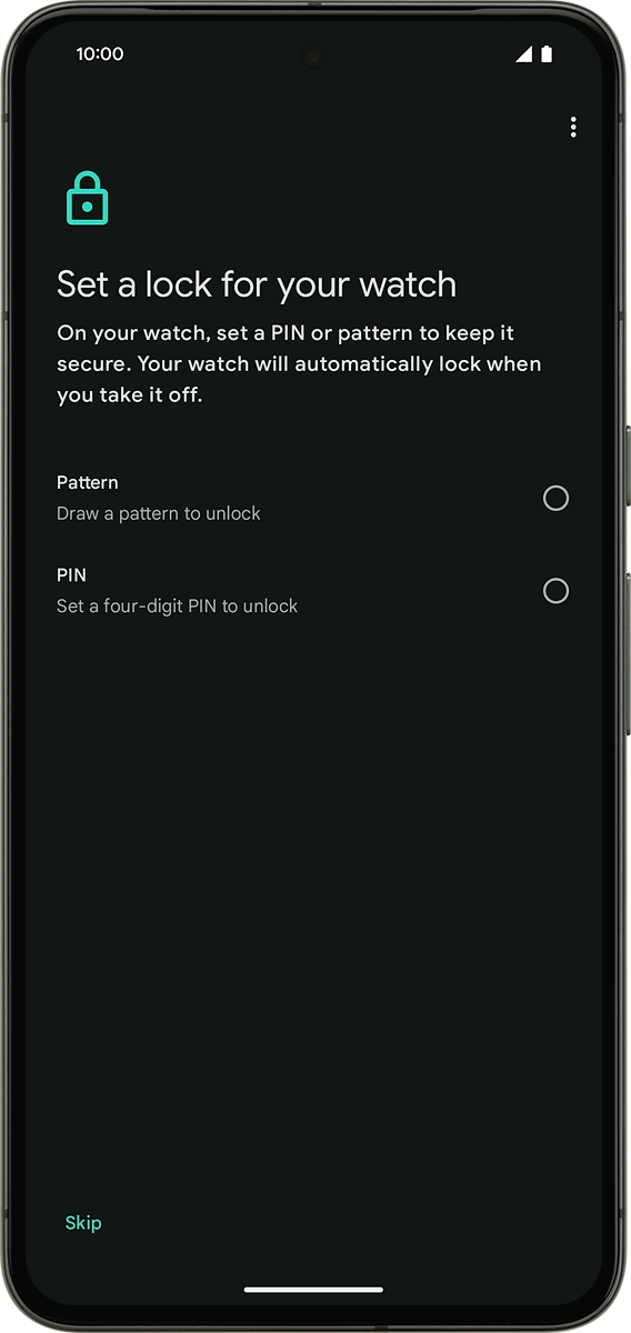 On your phone: Follow the instructions on the screen to set up a screen lock or press Skip.