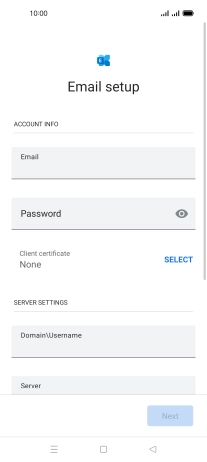 Press Password and key in the password for your email account. Press Password and key in the password for your email account.