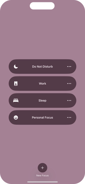 Press the required focus mode to activate or deactivate it immediately.