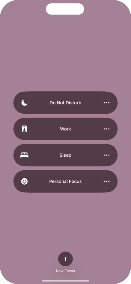 Press the required focus mode to activate or deactivate it immediately.