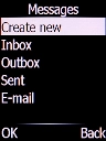 Select Create new and press the Left selection key.