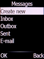 Select Create new and press the Left selection key.