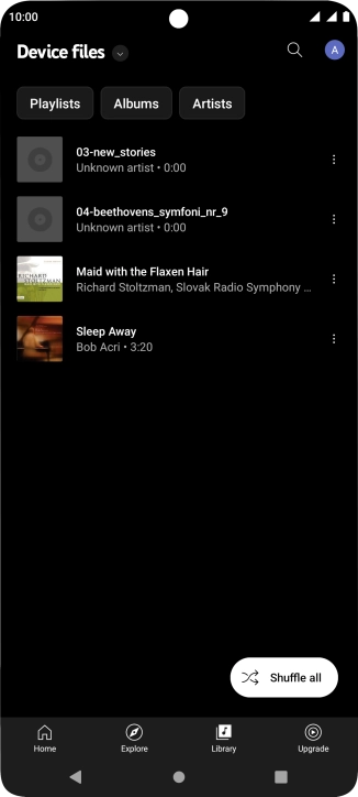 Press the required audio file. Press the required audio file.