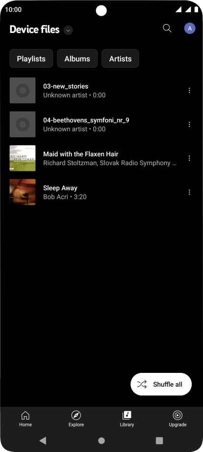 Press the required audio file. Press the required audio file.